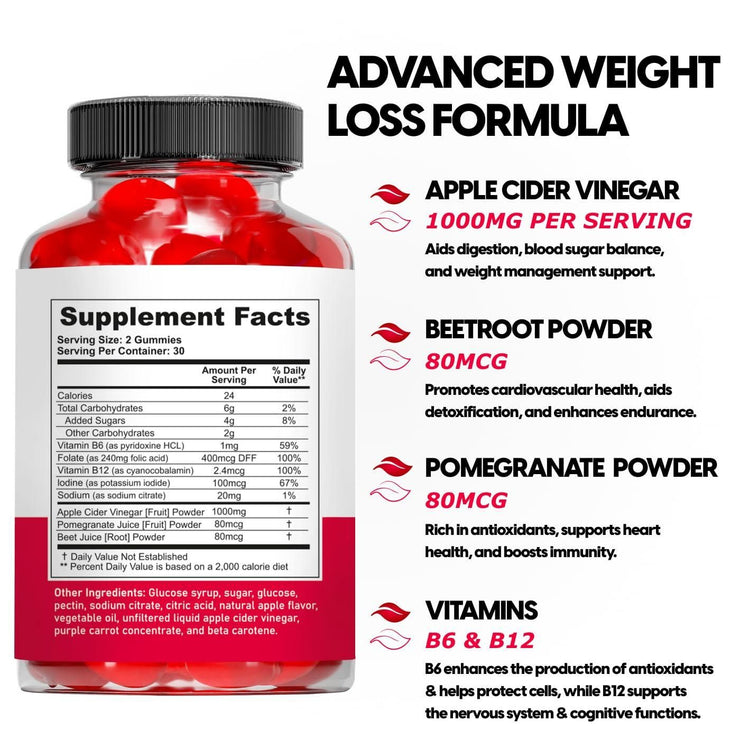 Keto ACV Gummies Advanced Weight Loss Boost Metabolism with Apple Cider Vinegar Keto Supplements Gluten Free Apple Flavor Formula for Men & Women Made in USA Keto ACV 1000 mg 60 Count