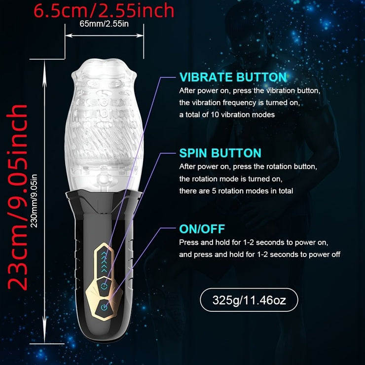 1pc Automatic Male Masturbator; Male Masturbators Cup With 10 Vibrations For Penis Stimulation; Electric Pocket Pussy Male Stroker Toy; Adult Blowjob Sex Toy For Men&