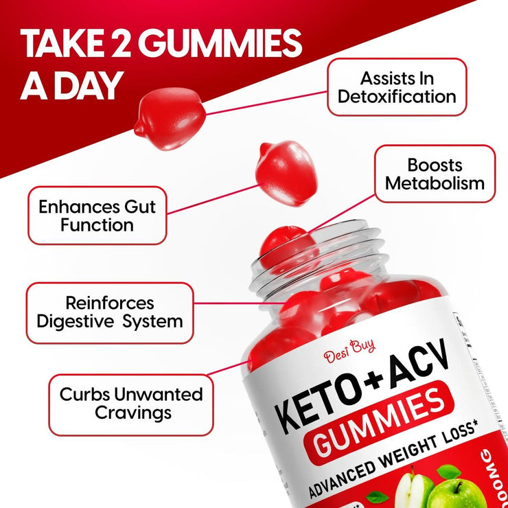 Keto ACV Gummies Advanced Weight Loss Boost Metabolism with Apple Cider Vinegar Keto Supplements Gluten Free Apple Flavor Formula for Men & Women Made in USA Keto ACV 1000 mg 60 Count