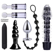 AM31 Female Vibrator Sexy Kit Sex Toys Vagina Orgasm Butt Plug Combination Female Anal Beads Vibrating Adult Suit Dildos Female